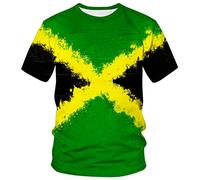 Lurhonp T-Shirt mit Jamaika-Flagge, lässig, kurzärmelig, Jamaikanisch 02, L