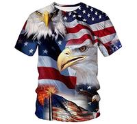 Lurhonp T-Shirt mit USA-Flagge, lustig, amerikanischer Adler, grafische Mode-T-Shirts für Herren und Damen, Farbe 3, Klein