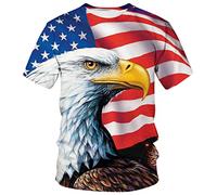 Lurhonp T-Shirt mit USA-Flagge, lustiges T-Shirt mit amerikanischem Adler, modische T-Shirts für Herren und Damen, Farbe 1, L