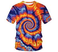 Lurhonp Unisex-T-Shirt, Batikmuster, Rundhalsausschnitt, kurzärmelig, Multi4, 3X-Groß