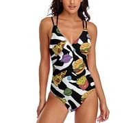 Lurnise Damen 1-Teilige Bikinis Pizza Mode Badeanzüge Badeanzüge