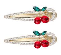 Lurrose 2 Stück Kirsch-Haarspangen, Kristall-Haarspangen, Strass-, glitzernde geometrische Haarnadeln, Haar-Accessoires für Frauen und Mädchen