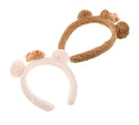 Lurrose 2 Stück-pack Plüsch Bärenohren Stirnband Fleece Haarband Rutschfest zum Gesichtwaschen Make Up für Damen und Mädchen Spa Hautpflege Cosplay