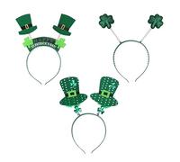Lurrose 3 Stück St. Patricks Day Headbands Shamrock Head Boppers Grüner Hut Boppers Irish Day Party Supplies
