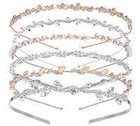 Lurrose 6 Stück Braut Haarkrone mit Strass Perlen und Kristallen Legierung Haarband Damen Stirnband für Hochzeit Abschlussball und Abendveranstaltungen