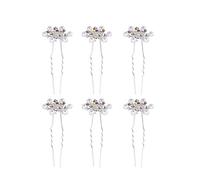 Lurrose 6 stücke U Form Haarnadeln Schneeflocke Kristall Perle Haarspangen Kopfschmuck Haarschmuck für Frauen Mädchen