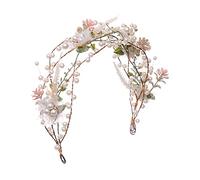 Lurrose Elegantes Haarband für Frauen mit Perlen und Legierung Leuchtendes Kopfschmuck für Hochzeit und Partys Hübsches Stirnband als Braut Accessoire in Rosa Zufälliger Stil