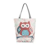 Lurrose Große Canvas Schultertasche mit Kreativem Eulenmotiv Leichte Tragetasche für Damen zum Einkaufen und Reisen Geräumig und Vielseitig Einsetzbar