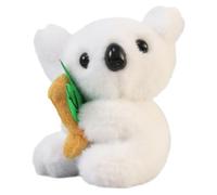 Lurrose Koala Schlüsselanhänger Plüschanhänger Klein Weiß mit Baumblatt Motiv Flauschiger Taschenanhänger für Schlüssel Rucksack und Handtasche Dekorativer Schlüsselanhänger Geschenk