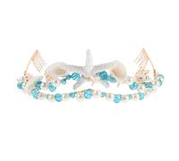 Lurrose Meerjungfrauen Stirnband mit Muscheln und Perlen Handgefertigtes Strand Haaraccessoire für Braut und Mädchen Ozeanischer Haarschmuck für Hochzeit und Party