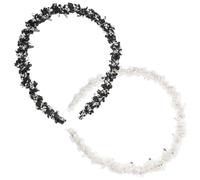 Lurrose Modisches Haarkamm Stirnband mit Großen Wellen Rutschfestem Elastikband und Eingebauten Zähnen 2 Stück Haarschmuck für Damen im Herbst und Winter