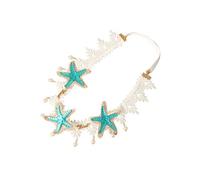 Lurrose Perlen-Stirnband Mit Spitzen-Design Und Seestern Elastisches Haarband Für Damen Ideal Für Festival Hochzeit Urlaub Und Reisen Stilvoller Haarschmuck