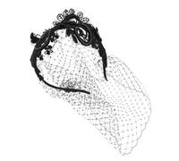 Lurrose Schwarzes Mesh Haaraccessoire mit Strasssteinen Brautschleier Stirnband für Elegante Hochzeitsfrisuren und Teepartys Geeignet für Damen und Mädchen