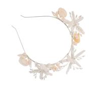 Lurrose Silberner Seestern Haarreif mit Perlen und Muscheln Meerjungfrauen Haarband für Damen und Mädchen Strandhochzeit Braut Haarschmuck Maritimes Stirnband für Kostümpartys