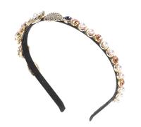 Lurrose Strass Haarreif Damen Vintage Blumen Stirnband Modisches Perlen Haarband mit Blattmotiv Elegantes Haarschmuck für Hochzeit Party und Festliche Anlässe