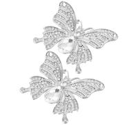 Lurrose Strass Schmetterlings Schuhclips aus Legierung Eleganter und Wiederverwendbarer Brautschuh Clip für Hochzeit und Party 1 Paar Silberne Schuhdekoration für Damen