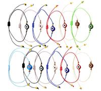 Lurrose Verstellbare Armbänder mit Bösem Blick aus Gewebe 12 Stück Komfortabler Sitz Farbenfrohes Türkisches Auge für Freizeit und Party Kleider Zufällige Farbe