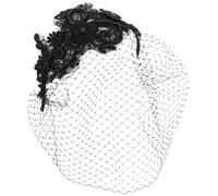 Lurrose Vintage Netzstirnbandschleier mit Strasssteinen Dekorativer Brautschleier Haarreif aus Gewebe für Damen für Besondere Anlässe und Cocktailpartys