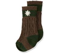 Lusana Jungen Kinder-Socke zweifarbig, Bestickt Kniestrümpfe, Braun (Mittelbraun/Tanne 1119), 23-26