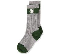 Lusana Jungen Kinder-Socke zweifarbig, Bestickt Kniestrümpfe, Grau (Mittelgrau/Tanne 0319), 31-34