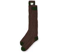 Lusana Jungen Kinder zweifarbig und Bestickt Kniestrümpfe, Braun (Braun/Tanne 1119), 38 (Herstellergröße: 38-40)