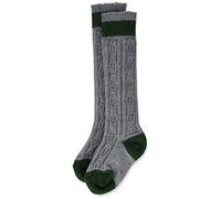 Lusana Jungen Kniestrümpfe Kinder - Kniestrumpf zweifarbig L361R, Gr. 31-34, Grau (Mittelgrau/Tanne 0319)