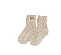 Lusana Mädchen Kinder-Umschlagsocke mit Metalledelweiß Kniestrümpfe, Beige (Beige Meliert 75), One Size (Herstellergröße: 18-20)