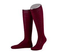 Lusana Trachtenkniestrümpfe mit Merino-Schurwolle für Herren & Damen | Kniestrümpfe Trachten mit 6 Zöpfen und verstärkter Ferse und Spitze | Burgund | Größe 44-45 | Qualität aus Deutschland