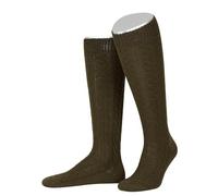 Lusana Trachtenkniestrümpfe mit Merino-Schurwolle für Herren & Damen | Kniestrümpfe Trachten mit 6 Zöpfen und verstärkter Ferse und Spitze | Oliv | Größe 38-39 | Qualität aus Deutschland