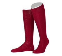 Lusana Trachtenkniestrümpfe mit Merino-Schurwolle für Herren & Damen | Kniestrümpfe Trachten mit 6 Zöpfen und verstärkter Ferse und Spitze | Bordeaux | Größe 40-41 | Qualität aus Deutschland