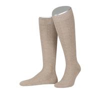 Lusana Trachtenkniestrümpfe mit Merino-Schurwolle für Herren & Damen | Kniestrümpfe Trachten mit 6 Zöpfen und verstärkter Ferse und Spitze | Beige | Größe 44-45 | Qualität aus Deutschland