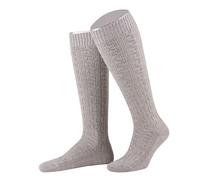 Lusana Trachtenkniestrümpfe mit Merino-Schurwolle für Herren & Damen | Kniestrümpfe Trachten mit 6 Zöpfen und verstärkter Ferse und Spitze | Graumeliert | Größe 44-45 | Qualität aus Deutschland