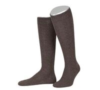 Lusana Trachtenkniestrümpfe mit Merino-Schurwolle für Herren & Damen | Kniestrümpfe Trachten mit 6 Zöpfen und verstärkter Ferse und Spitze | Braun | Größe 48-49 | Qualität aus Deutschland