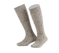 Lusana Trachtenstrümpfe Loden Tweed Kinder Socken 100% Merinowolle | Trachtensocken für Jungen zur Oktoberfest & Tracht | Trachtenkniestrümpfe mit Zopfmuster | Mittelbeigemeliert | Größe 27 - 30