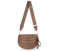 Lushandy Bauchtaschen für Damen, karierte Umhängetasche, Nylon, Crossbody-Tasche, leicht, Bauchtasche, große Gürteltasche für Reisen, Braun-massiv, Large, Karierte Bauchtasche