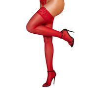 LUSLOVE Halterlose Strümpfe für Damen Sexy - Spitze Strapsstrümpfe Overknees Nylonstrümpfe mit Silicone Strumpfhosen Rot Einheitsgröße