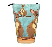 Lustig Für Känguru Zoo Drucken Bleistift Beutel Stehen Bis Bleistift Fall Dauerhafte Teleskop Stift Tasche Make-up Tasche Für Bürobedarf, Schwarz , Einheitsgröße, Modern