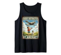 Lustig, leicht abgelenkt von Flugzeugen, Vintage-Luftfahrt-Liebhaber Tank Top