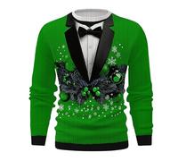 Lustig Weihnachtspullover Für Damen Und Herren Ugly Christmas Sweater Weihnachtspulli Warme Strickpullover Im Winter Weihnachten Party,Grün,5XL