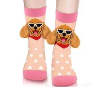 Lustige 3D Golden Retriever Hunde Socken für Damen Mama Teenager Mädchen - Bunte Witzige Motiv Coole Tier Socken - Muttertag Ostern Geburtstag Weihnachten Geschenke Ideen für Hundeliebhaber Hundemama