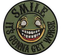 Lustige Aufnäher "SMILE! It is gonna get worse" Biker Aufbügler Tactical Morale Patch zum annähen/aufbügeln | Bügelbilder Sticker Applikation für alle Stoffe | 90x90mm