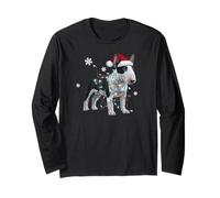 Lustige Bullterrier Hund Weihnachtsmann Frohe Weihnachten Lichter Langarmshirt
