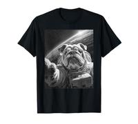 Lustige englische Bulldogge Astronaut Selfie Weltraum Kosmischer Hund Kunst T-Shirt
