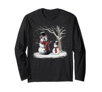 Lustige englische Bulldogge im Schneebaum Weihnachten Winter Langarmshirt