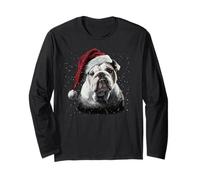 Lustige englische Bulldogge mit Weihnachtslichtern Langarmshirt