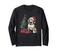 Lustige englische Bulldogge Weihnachtsbaum Hund Lichter Xmas Langarmshirt