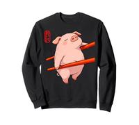 Lustige Essstäbchen in Schweine-Form, niedliche Tierkunst-Illustration Sweatshirt