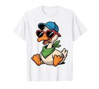 Lustige Gans mit Basecap und Herz-Sonnenbrille Preisgünstiges Grafik-T-Shirt, Herren, Weiß, M
