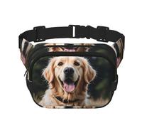 Lustige Golden Retriever Bauchtasche für Damen, wasserdicht, verstellbar, Hüfttasche, modisch, lässig, Umhängetasche, Bauchtasche für Laufen, Workout, Wandern, Reisen, Schwarz, Einheitsgröße, Schwarz