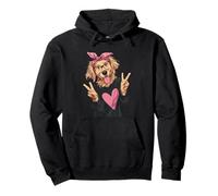 Lustige Golden Retriever Canine Girl Double Peace Grafik Pullover Hoodie